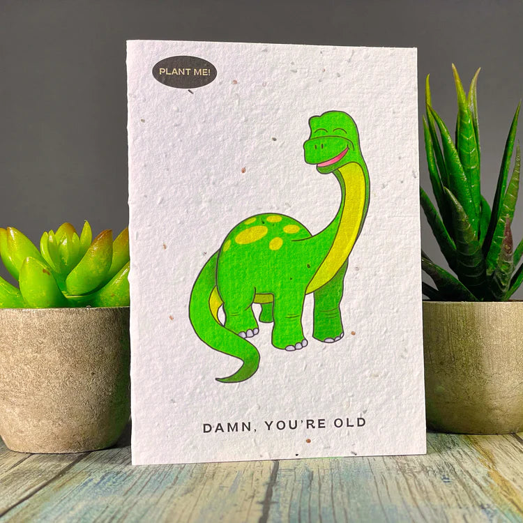 Damn You're Old Dinosaur Plantable Greeting Card