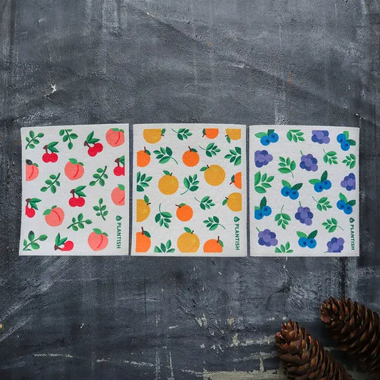 Fruity Cuties - Set of 3 Swedish Sponge Cloths