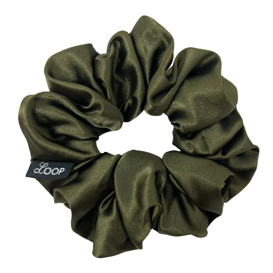 Olive Satin Scrunchie