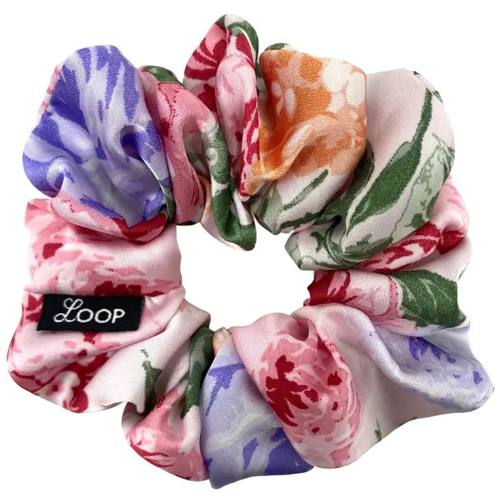 Soft Floral Satin Scrunchie