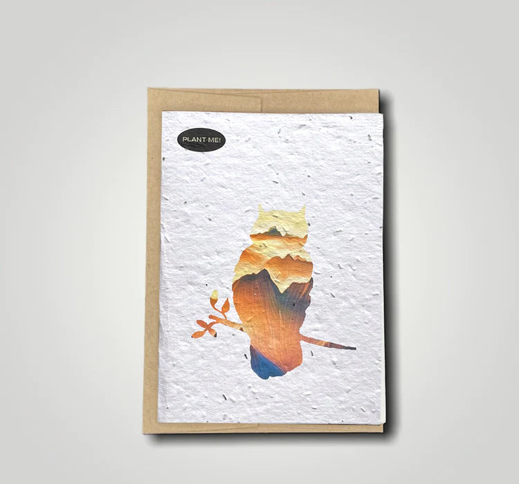 Sunset Owl w/ Brush Strokes Plantable Greeting Card