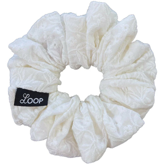 White Eyelet Scrunchie